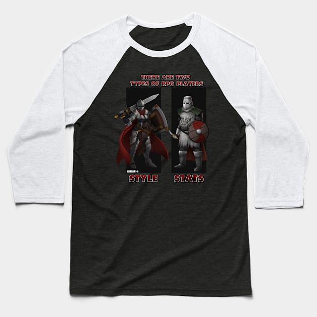 There Are Two Types Of RPG Players - Style vs. Stats Baseball T-Shirt by Schimmi